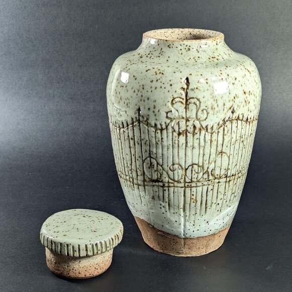 Handmade Ceramic lidded Gothic Kitchen Storage jar, Cemetery Gates pottery - Picture 1 of 10